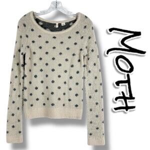 Moth Anthropologie Dotted Woolly Sweater Fuzzy Eyelash Pullover Tan Womens Sz S